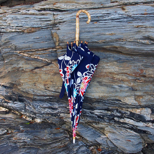 着物リメイク日傘＊花柄の浴衣反物から作った日傘, Kimono upcycling