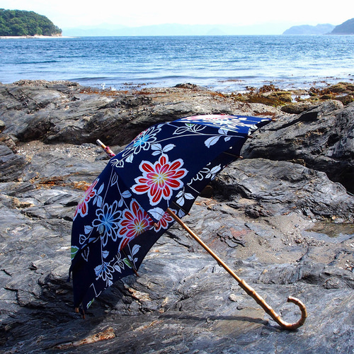 着物リメイク日傘＊花柄の浴衣反物から作った日傘, Kimono upcycling