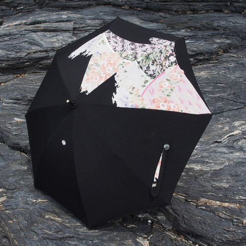【海外輸入】 着物リメイク日傘＊黒留袖の着物から作った日傘, Kimono その他