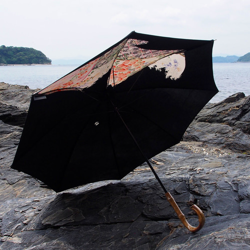 着物リメイク日傘＊黒留袖の着物から作った日傘, Kimono