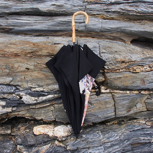 着物リメイク日傘＊黒留袖の着物から作った日傘, Kimono