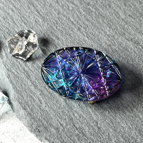 江戸切子　帯留め　伝統工芸 開催終了／心より御礼申し上げます》江戸切子 小川郁子 銀線細工 松原