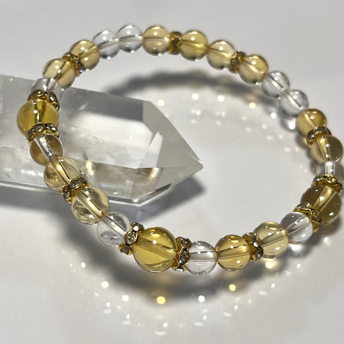 11月の誕生石·商売繁盛】シトリン × 水晶 パワー·ストーン 天然石