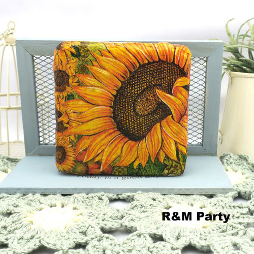 文字入れO.K☆ひまわり（向日葵）レンガ中サイズ ガーデニング 置物