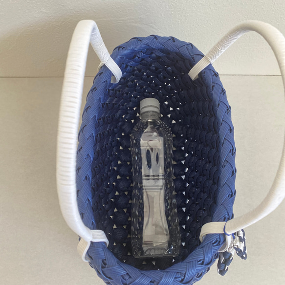 クラフトバンドのかごバッグ【花結び】紺 人気・おすすめ｜多用途・生活用品におすすめ キャンペーン中 即納 即日発送サービス