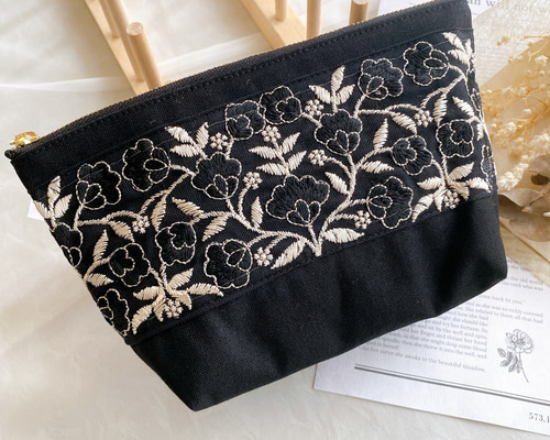 インド刺繍リボン】マチ付 ポーチ ファスナー ポーチ うり 通販