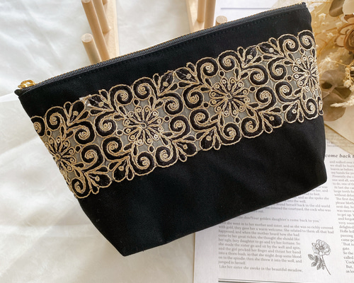 インド刺繍リボン】マチ付 ポーチ ファスナー ポーチ うり 通販