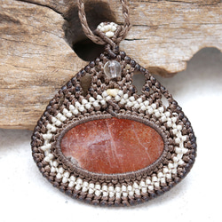 サンストーン天然石マクラメネックレスmac389エスニックアジアンエキゾチックなアレルギーフリーアクセサリー 11枚目の画像