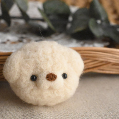 羊毛フェルト トイプードル クマさん ひよこ マグネット&ブローチ 羊毛