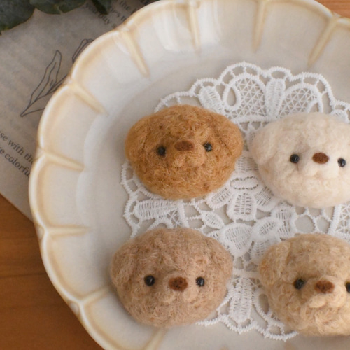 羊毛フェルト トイプードル クマさん ひよこ マグネット&ブローチ 羊毛