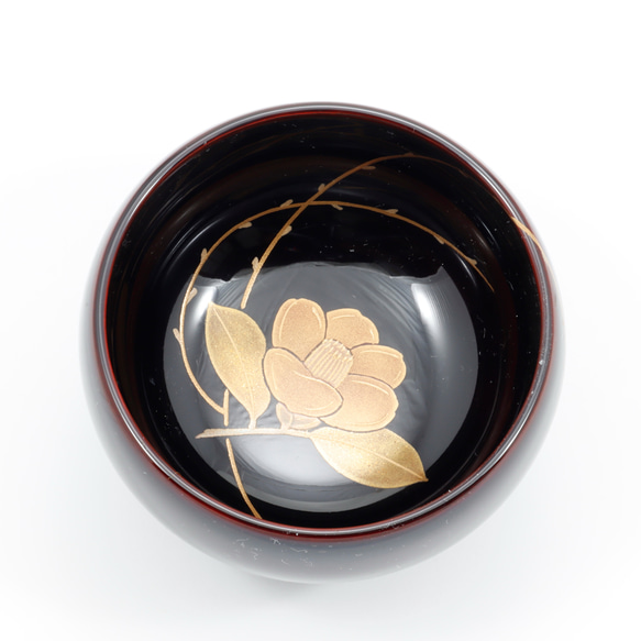 伝統工芸　輪島塗　ぐい呑み「椿蒔絵」　【15-6】 輪島塗 伝統を大切に　長く愛される輪島塗を