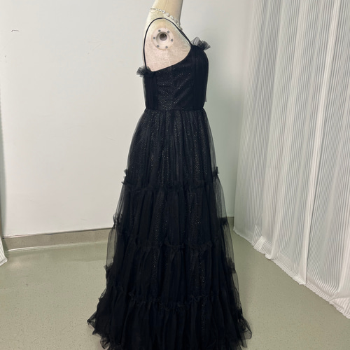 送料無料！人気上昇 パーティードレス 黒 キャミソール ソフトチュール  