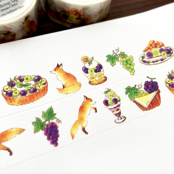 Grape&Foxマスキングテープ｜ぶどうときつね（20mm×10M） 5枚目の画像