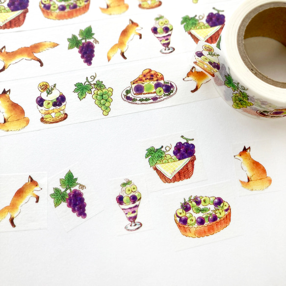 Grape&Foxマスキングテープ｜ぶどうときつね（20mm×10M） 6枚目の画像