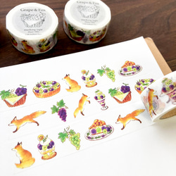Grape&Foxマスキングテープ｜ぶどうときつね（20mm×10M） 4枚目の画像