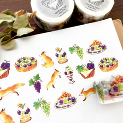 Grape&Foxマスキングテープ｜ぶどうときつね（20mm×10M） 2枚目の画像