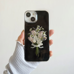 好きな雰囲気を身に纏う ピンク ブーケ 押し花スマホケース 【ハイブリッドケース対応可】全機種対応 9枚目の画像