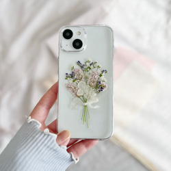 好きな雰囲気を身に纏う ピンク ブーケ 押し花スマホケース 【ハイブリッドケース対応可】全機種対応 8枚目の画像