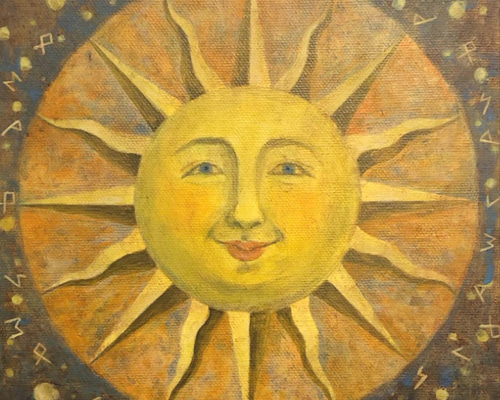 SUN】 太陽 明るいお部屋に原画の販売です(^^) アクリル絵画 SUN