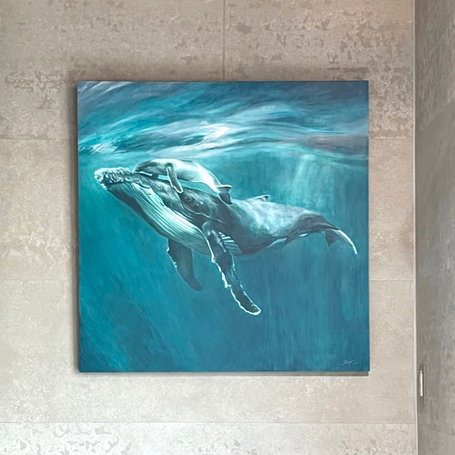 クジラの親子のアクリル絵画 絵画 ALOHA WIND FACTORY 通販 クジラの親子のアクリル絵画 絵画 ALOHA WIND FACTORY 通販