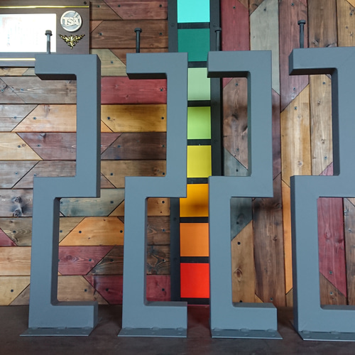 マットグレーでアイアンな極太鉄脚♪ 50×150×650mm 己型 4脚ver  