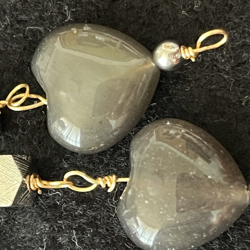 342.シルバーギベオン隕石と天然ガラスのアグニマニタイトの14kgfピアス 342.シルバーギベオン隕石と天然ガラスのアグニマニタイトの14kgfピアス