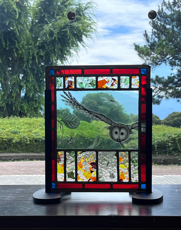 絵付けステンドグラスパネル 知恵の鍵 その他アート Atelier