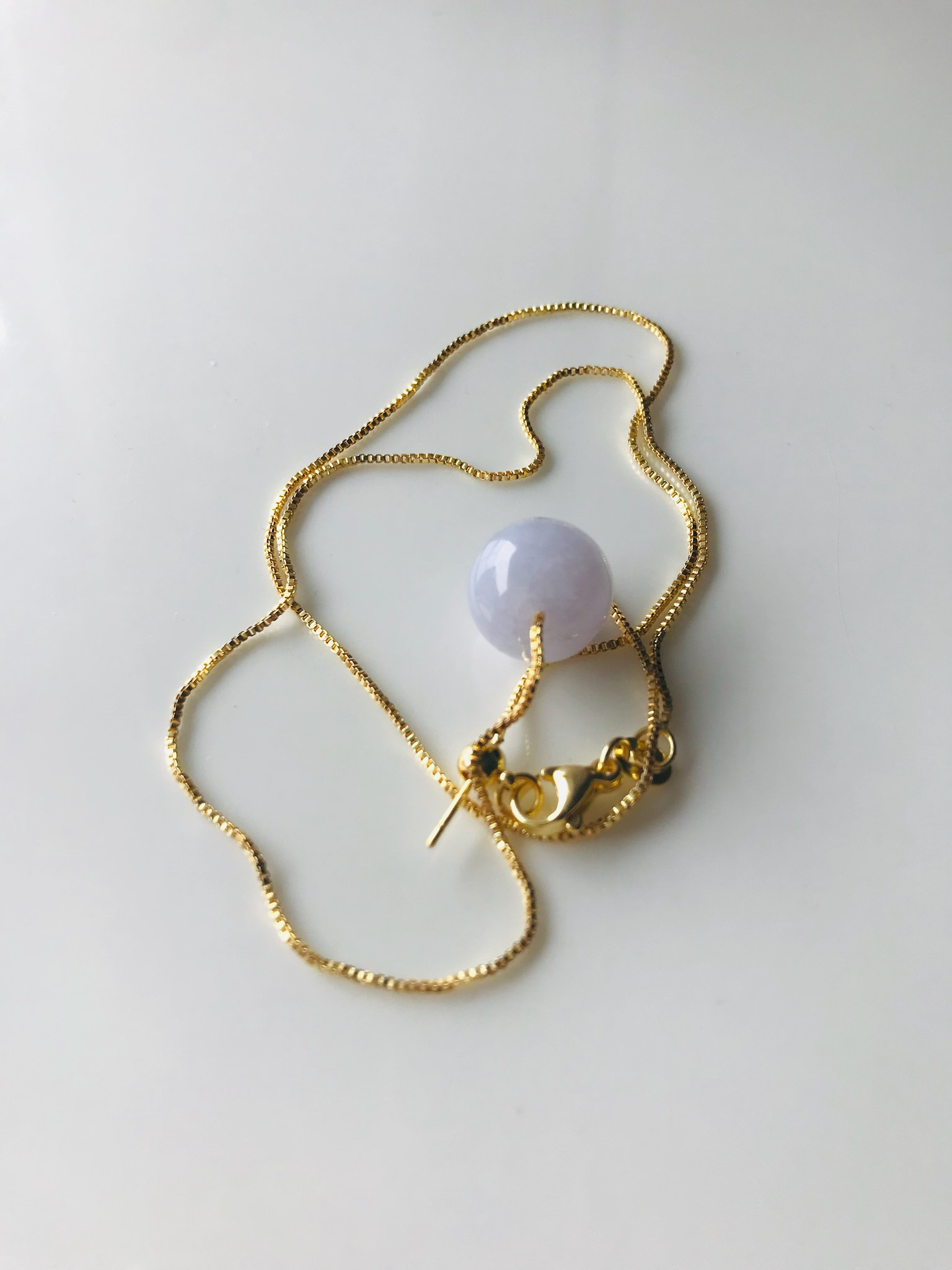 [P110-001］ ジェイド　JADE ヒスイ　本翡翠　ペンダント　ミャンマー産　ボール　ラベンダー　s925