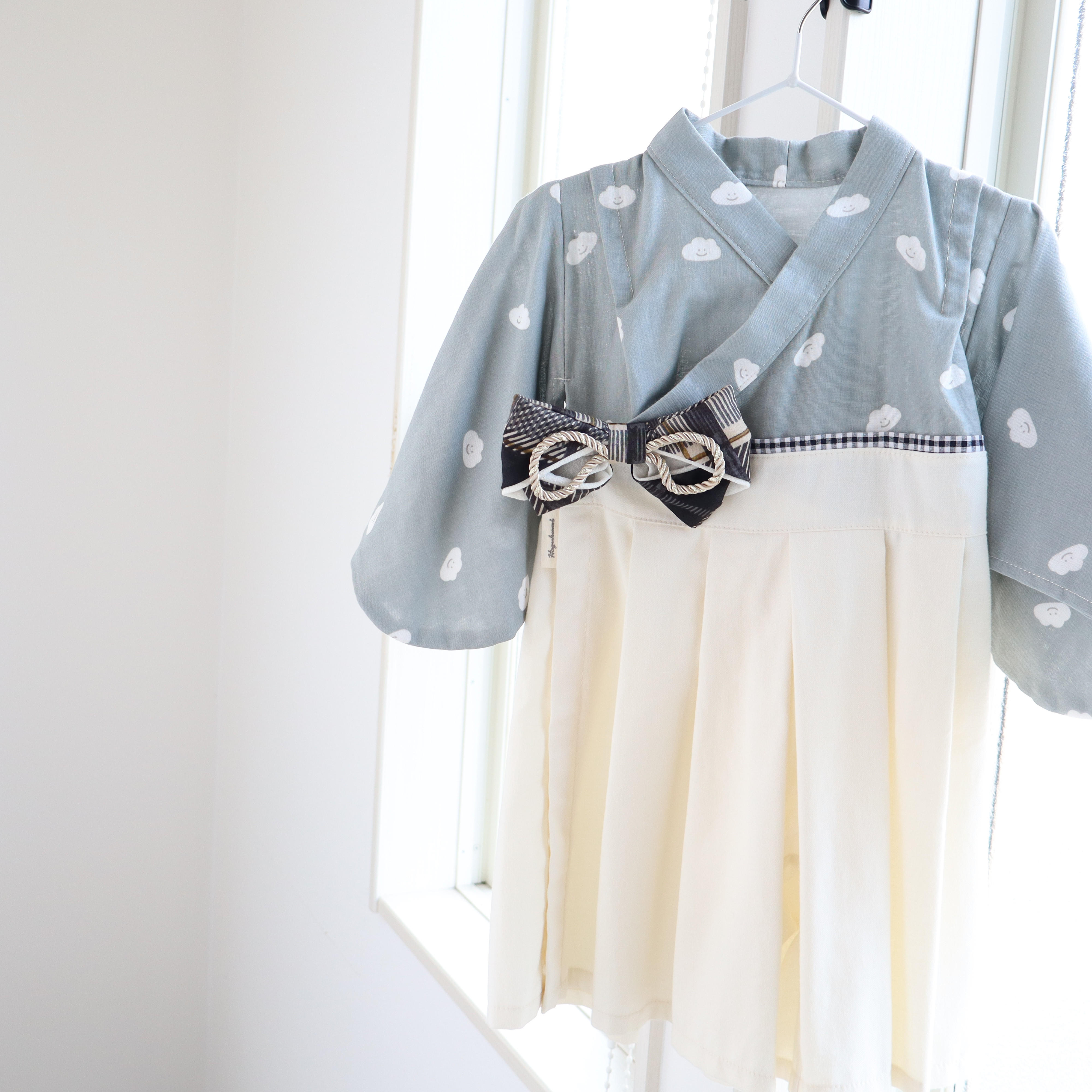 SALE　超らく着付❀70-80sizeベビー袴【にこ雲】男の子・お食初め・肌に優しい・出産祝い