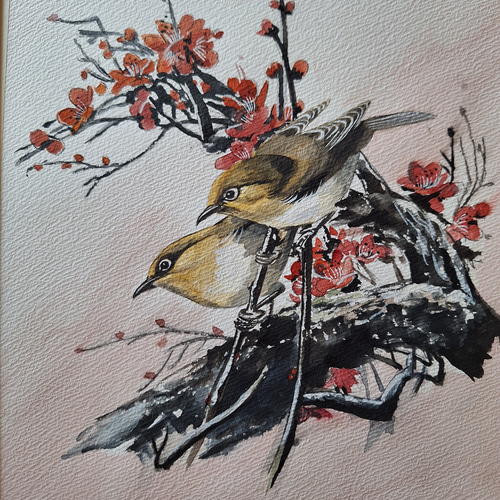 水彩画 梅にウグイス 絵画 makochin 通販 17954516｜Creema(クリーマ