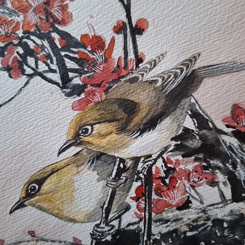 水彩画 梅にウグイス 絵画 makochin 通販 17954516｜Creema(クリーマ