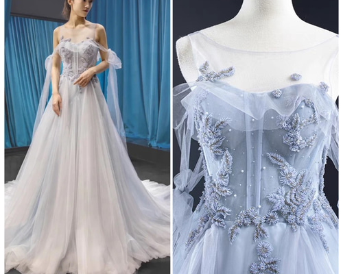 オフショルダー刺繍チュールドレス 6ca2748ce3f2d52d0ebca8719fd1f3