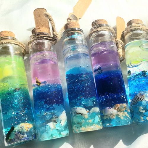 レジンのミニアクアリウム【天然の星の砂 貝殻入り】 その他インテリア 