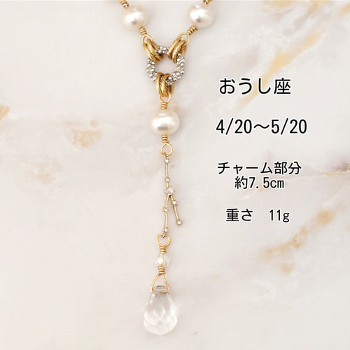 12星座⭐ チェーン ネックレス 淡水パール 水晶 星座モチーフ