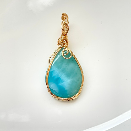 ラリマー ペンダントトップ ( 天然石 天然石アクセサリー ワイヤー