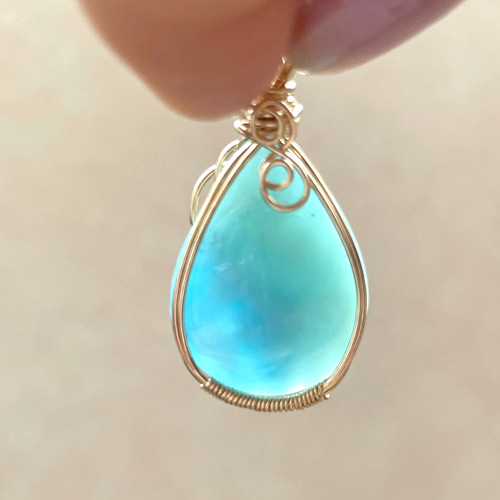 ラリマー ペンダントトップ ( 天然石 天然石アクセサリー ワイヤー