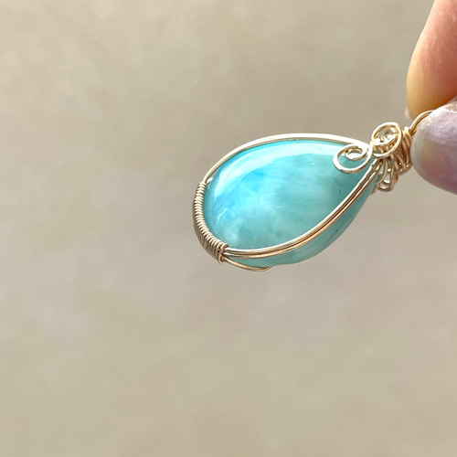 ラリマー ペンダントトップ ( 天然石 天然石アクセサリー ワイヤー