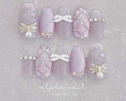パープル マグネットリボンネイルチップ ネイルチップ（つけ爪） alpha