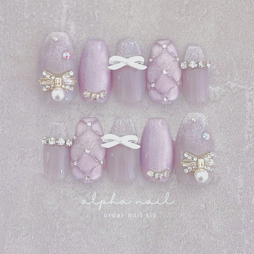 【オーダー】ネイルチップ　リボン　マグネット　埋め尽くし オーダーページ】ネイルチップリボンマグネット埋め尽くし