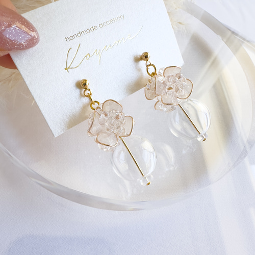大人気定番商品 凌霄花(ノウゼンカズラ)ディップアート ピアスor 大人気定番商品 凌霄花(ノウゼンカズラ)ディップアート ピアスor