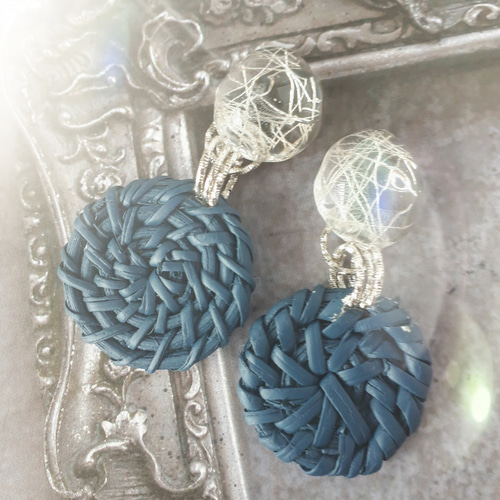 ラタンパーツ イヤリング/ピアス クリアシルバー イヤリング 
