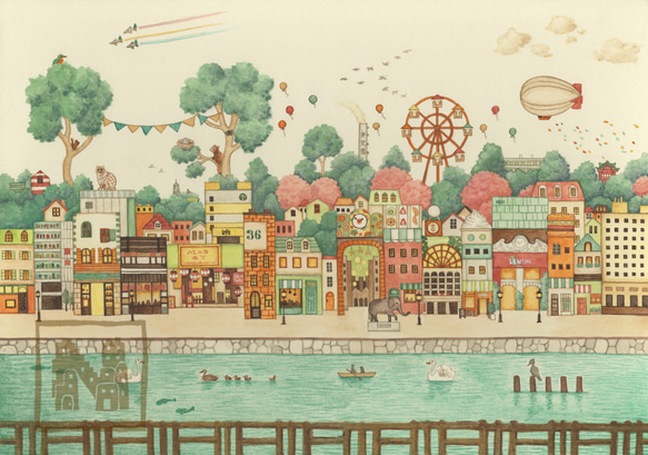 風景画　アクリル画　F4サイズ　ファンタジア 風景画 アクリル画 F4サイズ ファンタジア