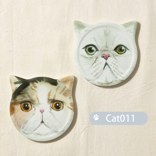 Purr Purr セラミック キャットフェイス コースター 猫 箱入り2点