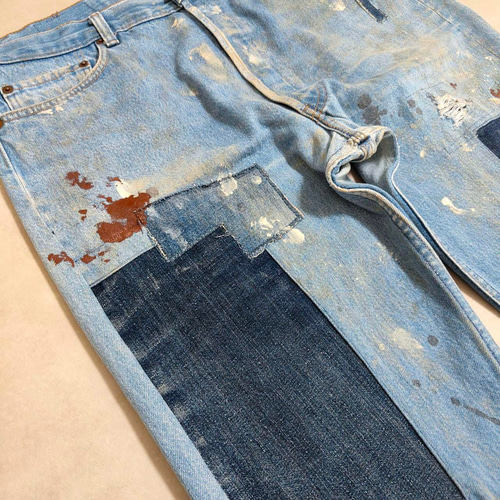 W38表記 リペアカスタム usa製 リーバイス 501 リメイクデニム