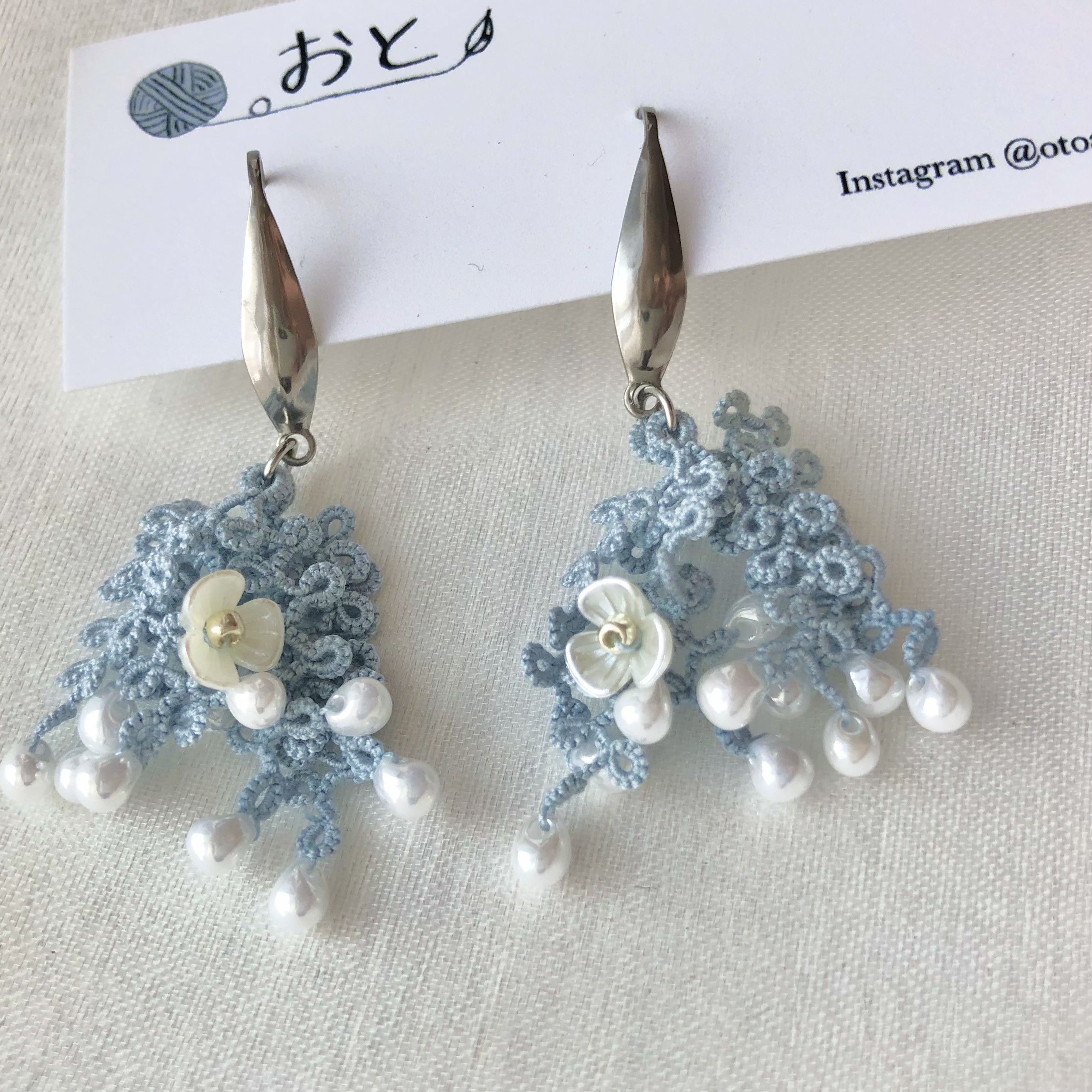 タティングレース/リングたっぷり1粒フラワー