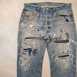 リーバイス　リペア　リメイク　501 リーバイス501 リペア リメイク ブルーデニム ストレートパンツ