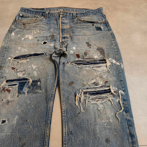 W38表記 リペアカスタム usa製 リーバイス 501 リメイクデニム