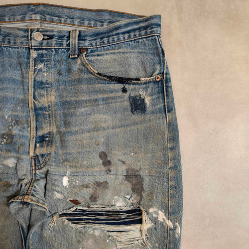 W38表記 リペアカスタム usa製 リーバイス 501 リメイクデニム