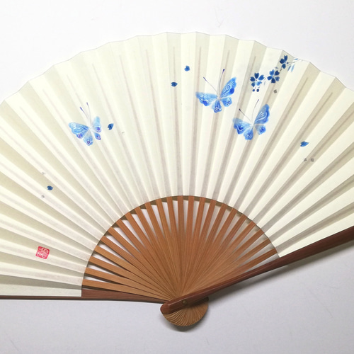 呪みちる 直筆絵　所沢梅子　2020年購入品 趣 -omomuki- <蝶々ー藍ー> 京扇子 その他ファッション雑貨 ほり