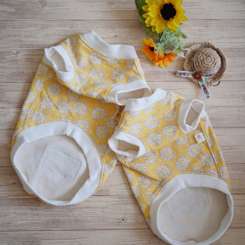 完成品】犬服タンクトップ デイジー柄 花柄 ペット服